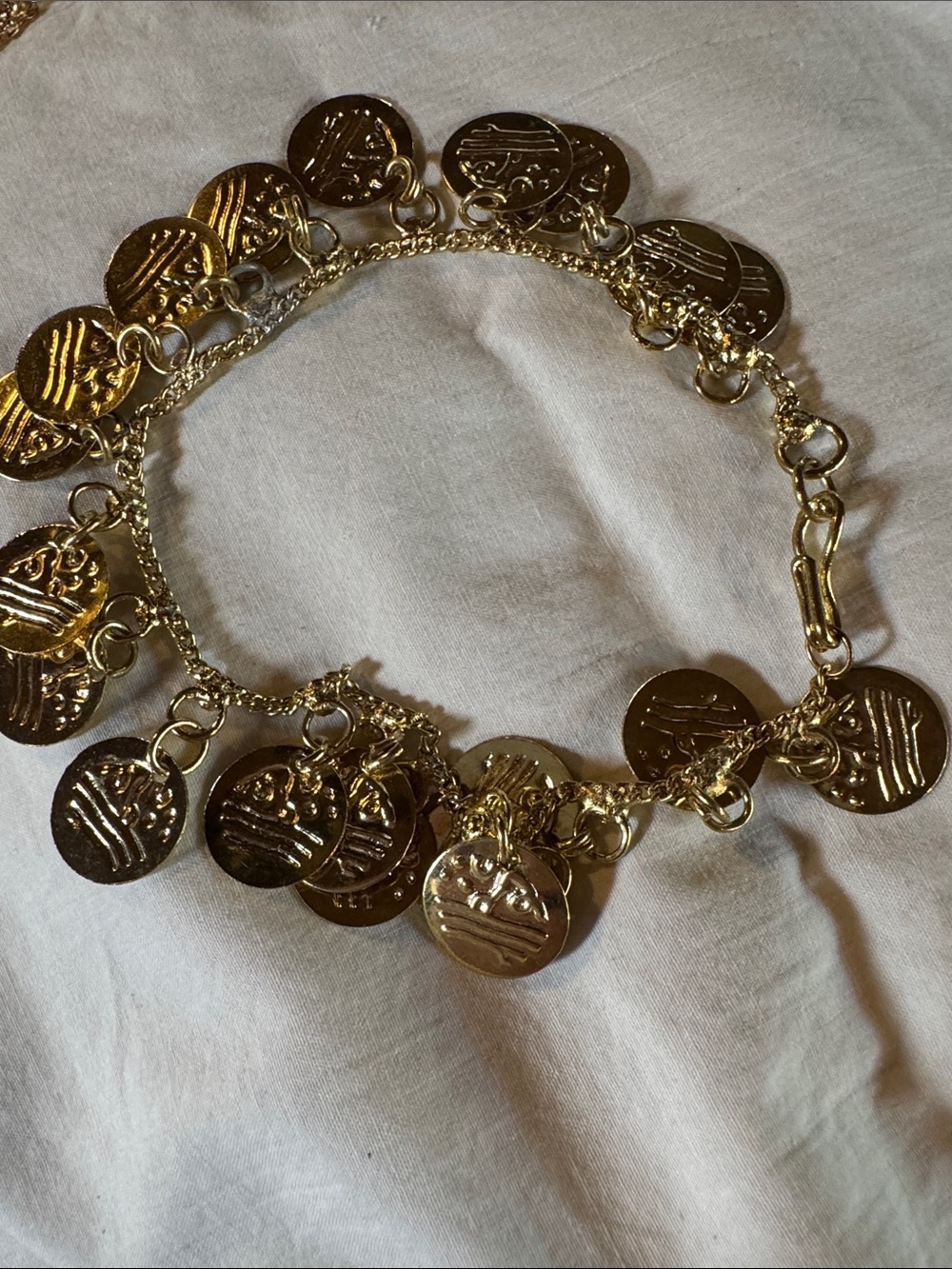 Gold Faux Coins Charm Bracelet/Anklet - Women's Fashion Jewelry